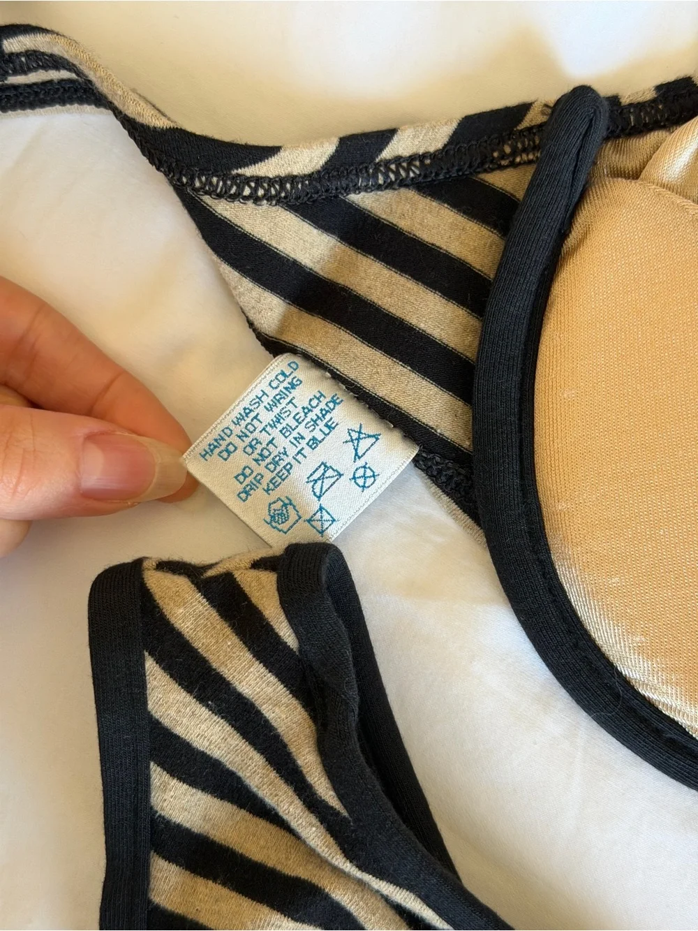 Vintage Baja Blue Striped Black and Beige Underwire Bikini